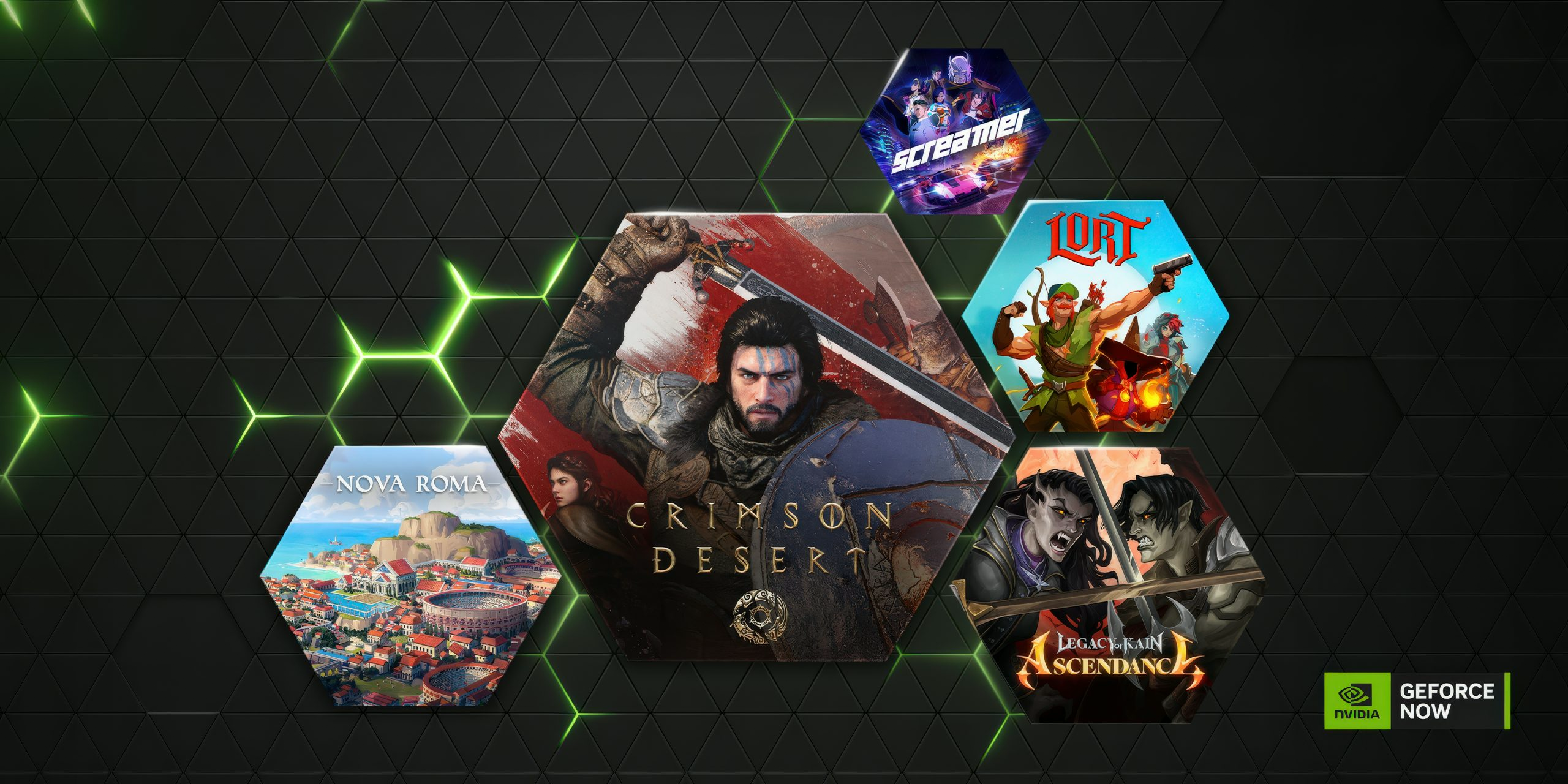 The March lineup art for GeForce NOW
