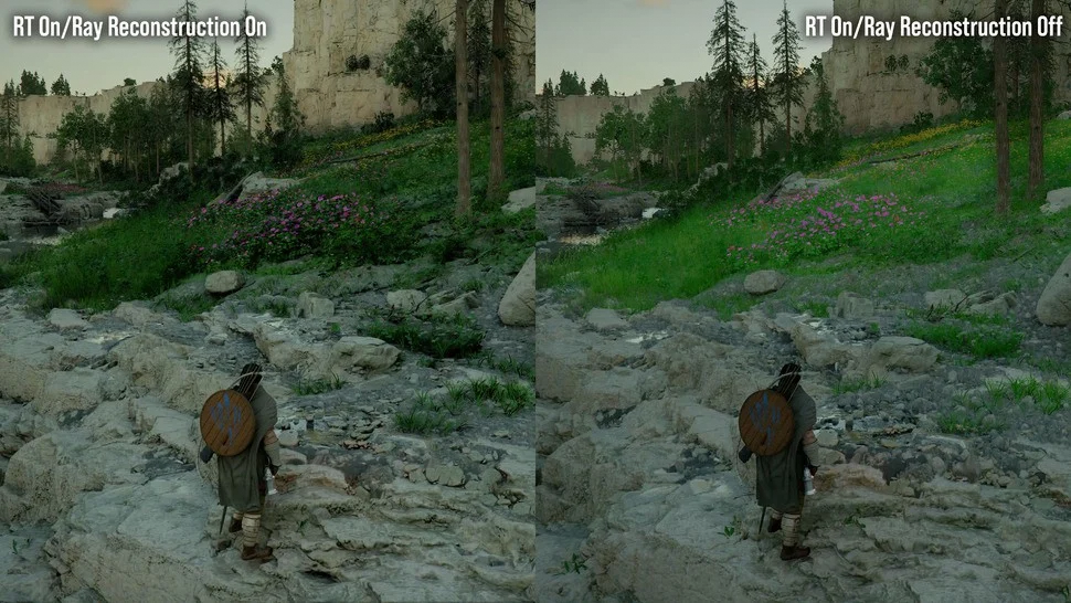 A lighting comparison with ray reconstruction