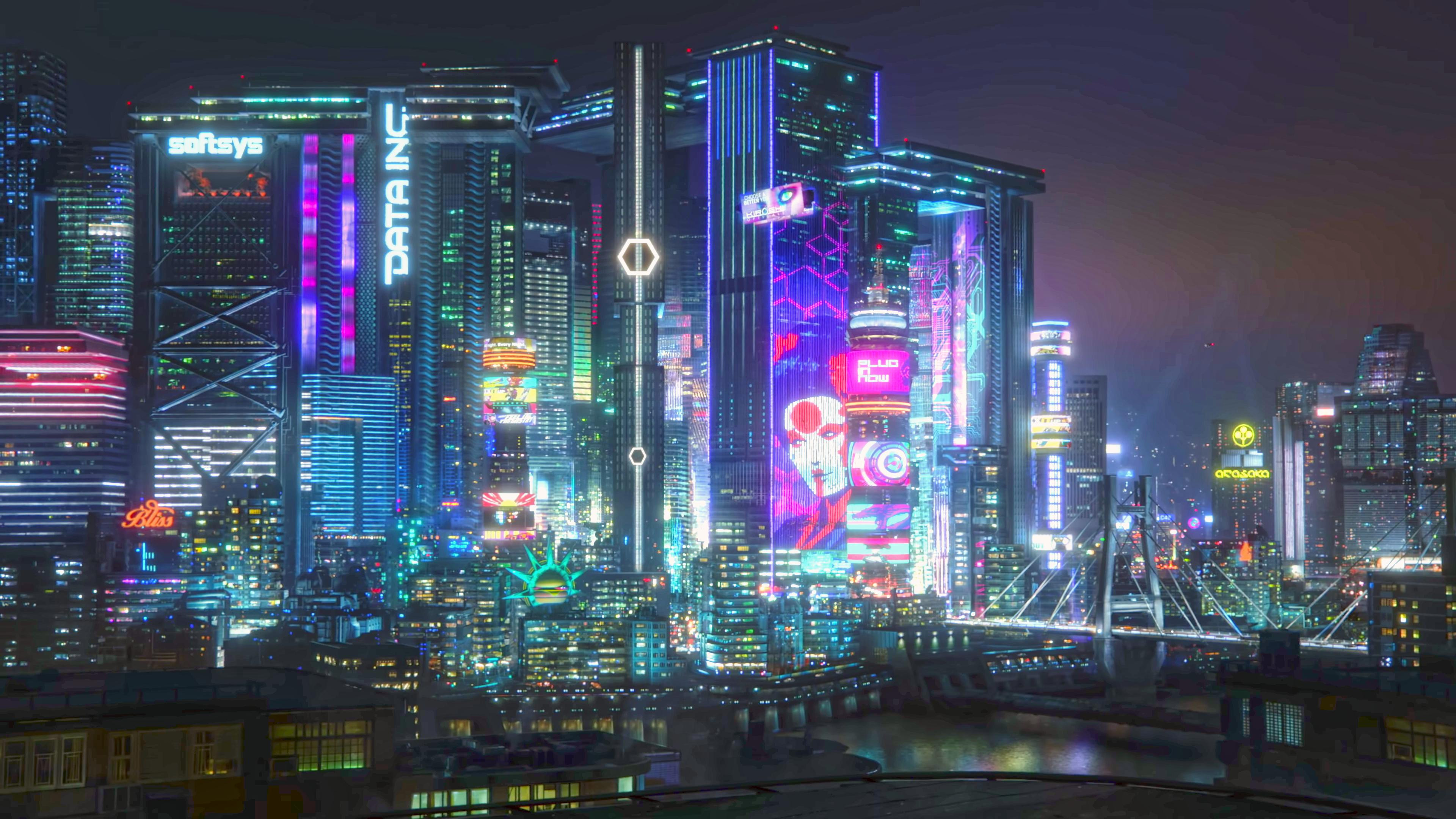 Night City streets in Cyberpunk 2077