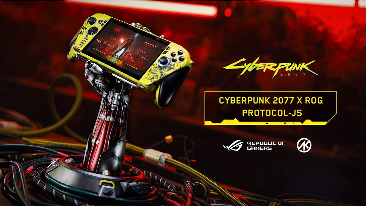 A custom ROG Xbox Ally X console styled after Cyberpunk 2077