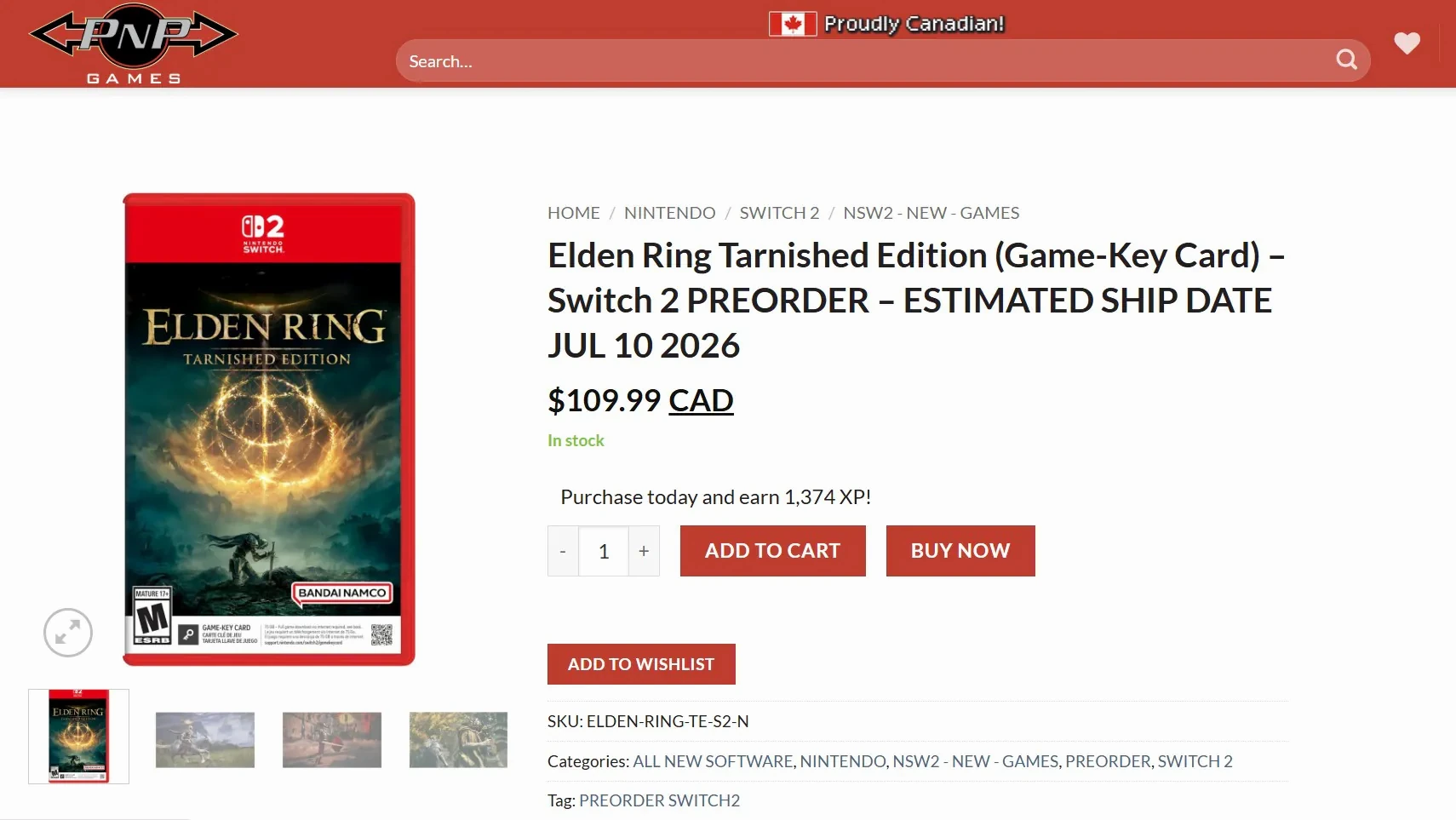 The key card the listing attaches to the Switch 2 edition