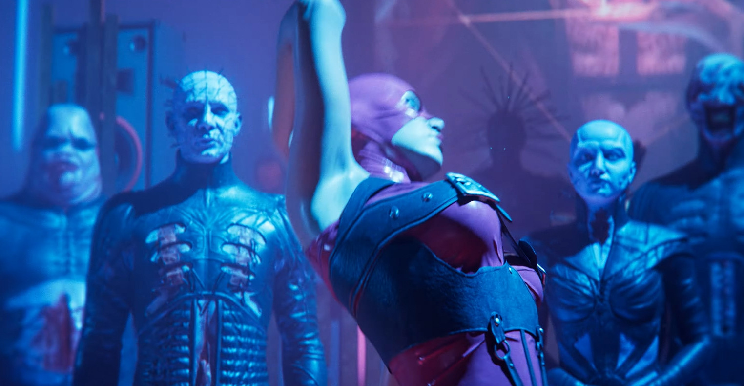 Cenobites in a scene from Hellraiser: Revival